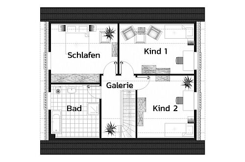 Einfamilienhaus "Kage-Klassik "mit Satteldach - Grundriss DG