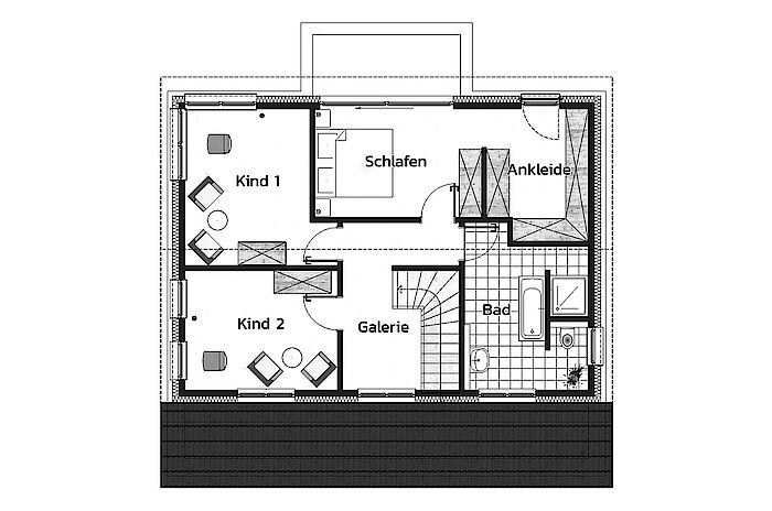 Einfamilienhaus mit Satteldach - Grundriss OG