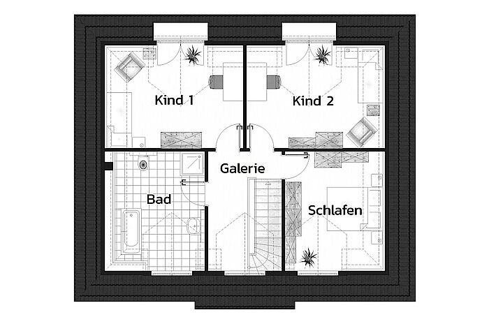 Einfamilenhaus "Landsitz" mit Mansarddach - Grundriss DG