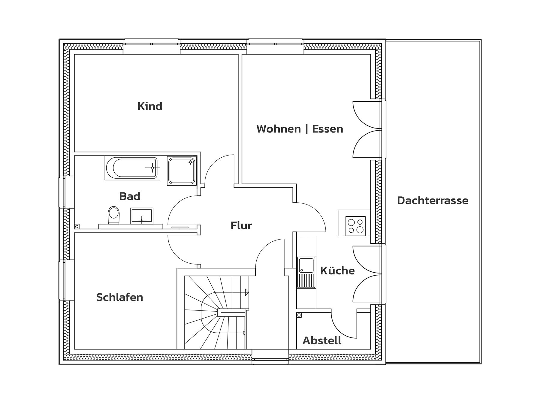Grundriss Obergeschoss Zweifamilienhaus