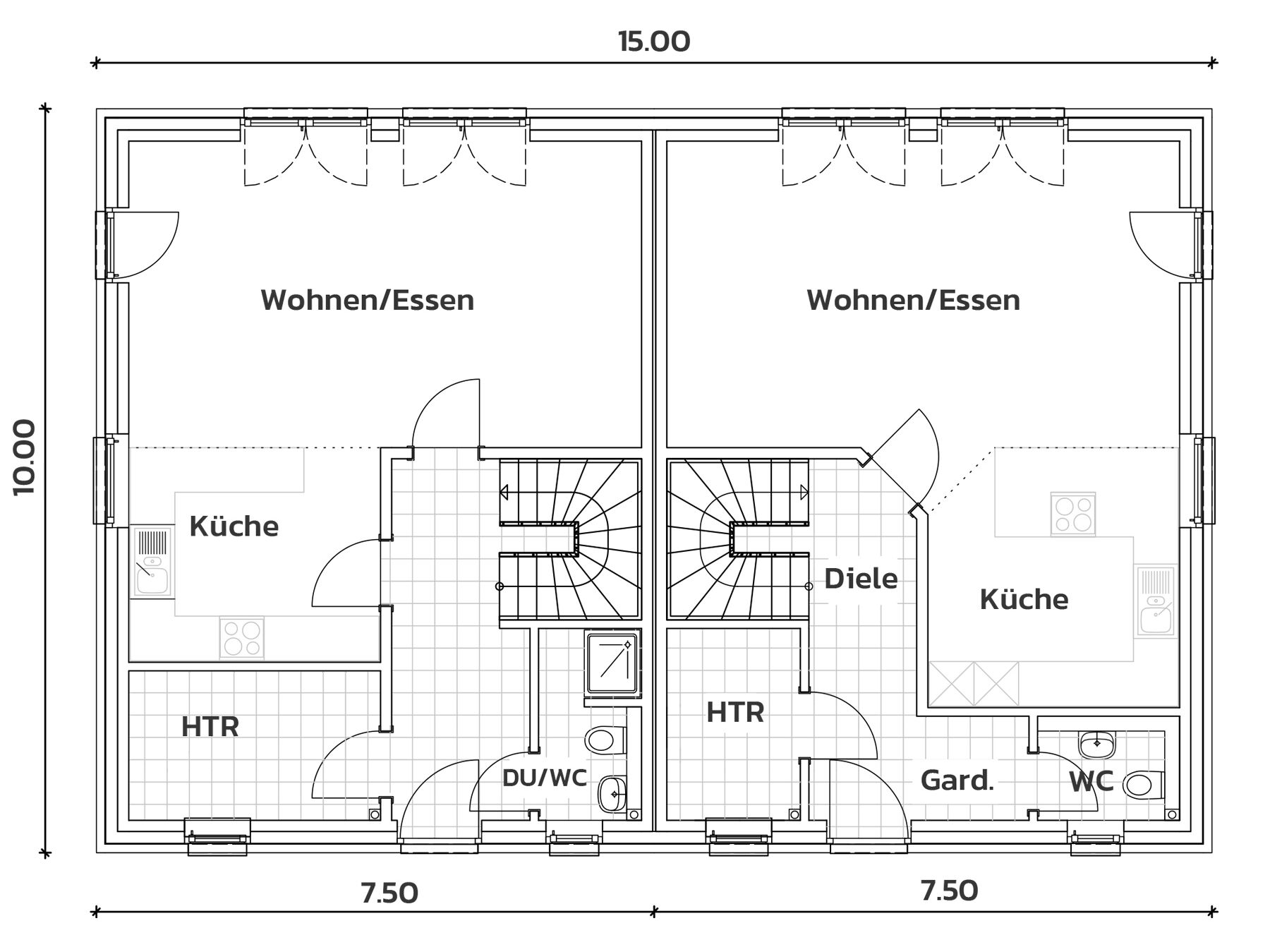 Grundriss Erdgeschoss Doppelhaus
