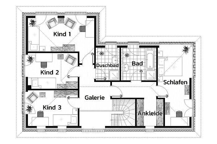 Massivhaus, Stadtvilla mit Toskanaflair "Buchenhain" von Kagebau - Grundriss OG