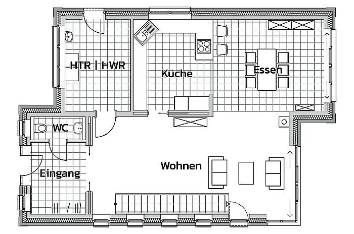 Massivhaus, Bauhaus "Blickfang" von Kagebau - Grundriss EG