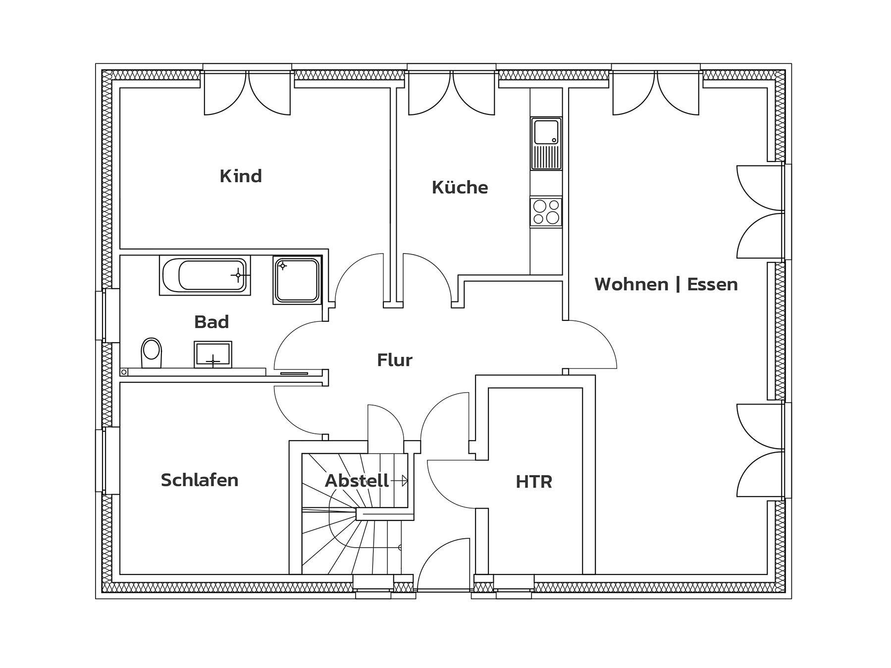 Grundriss Erdgeschoss Zweifamilienhaus