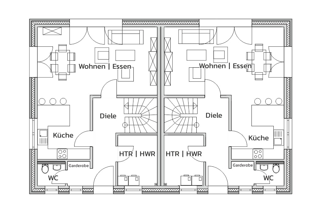 Doppelhaus "4Two" Grundriss EG