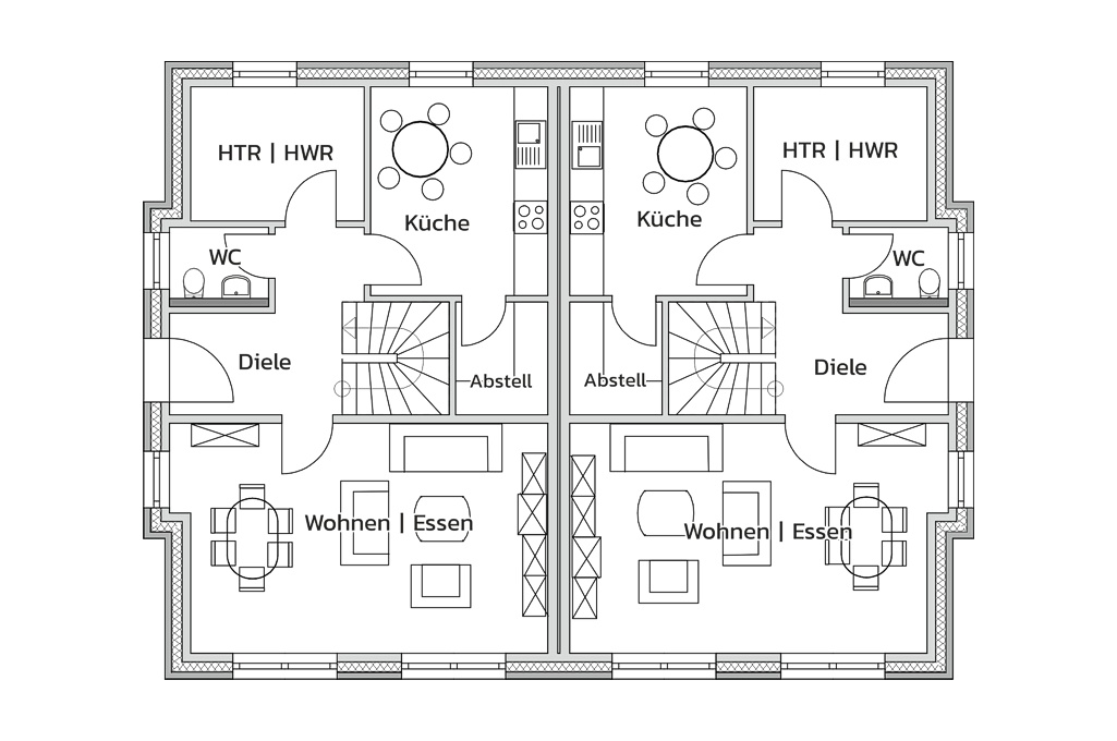 Doppelhaus "TwinTown" - Grundriss EG