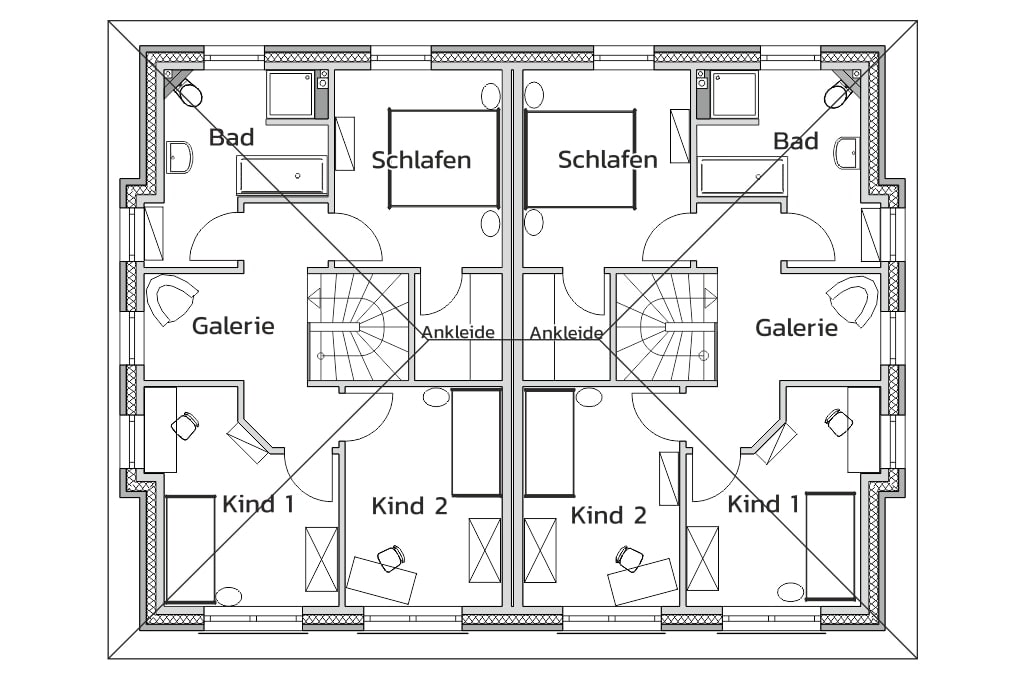 Doppelhaus "TwinTown" - Grundriss OG