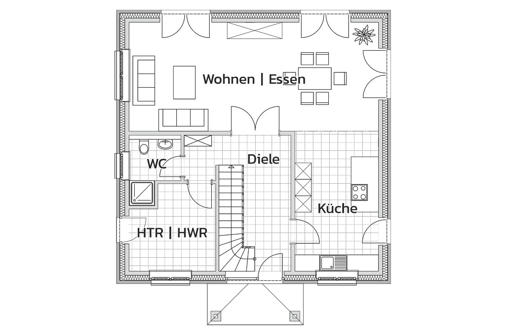 Stadthaus "Elbhang" - Grundriss EG