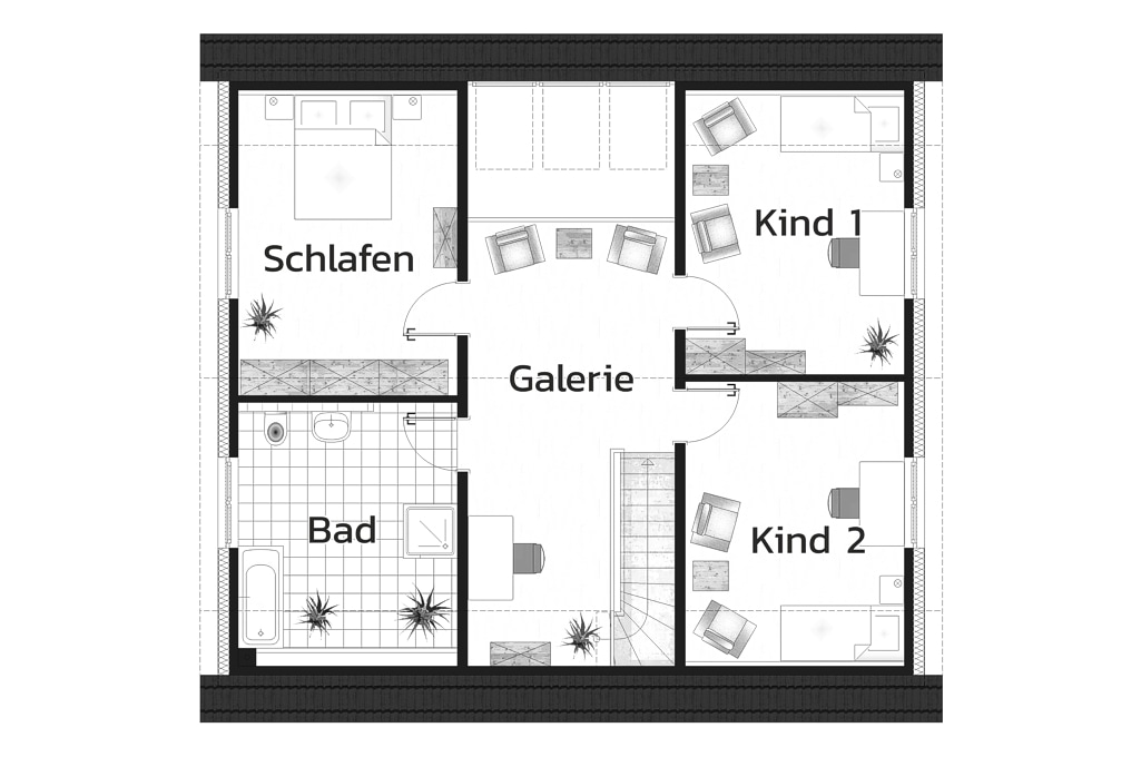 Einfamilienhaus "Kibitzhöhe" mit Satteldach - Grundriss OG