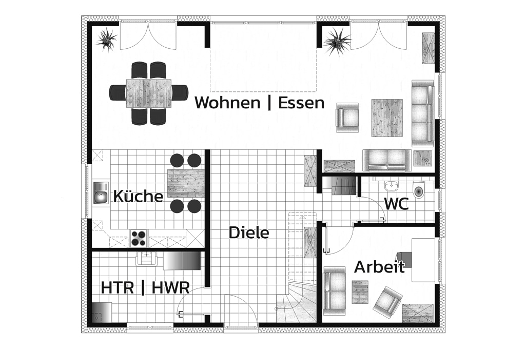 Einfamilienhaus "Kibitzhöhe" mit Satteldach - Grundriss EG