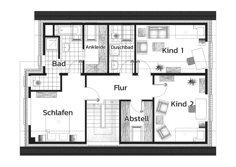 Einfamilienhaus "Sasel" mit Pultdach - Grundriss DG