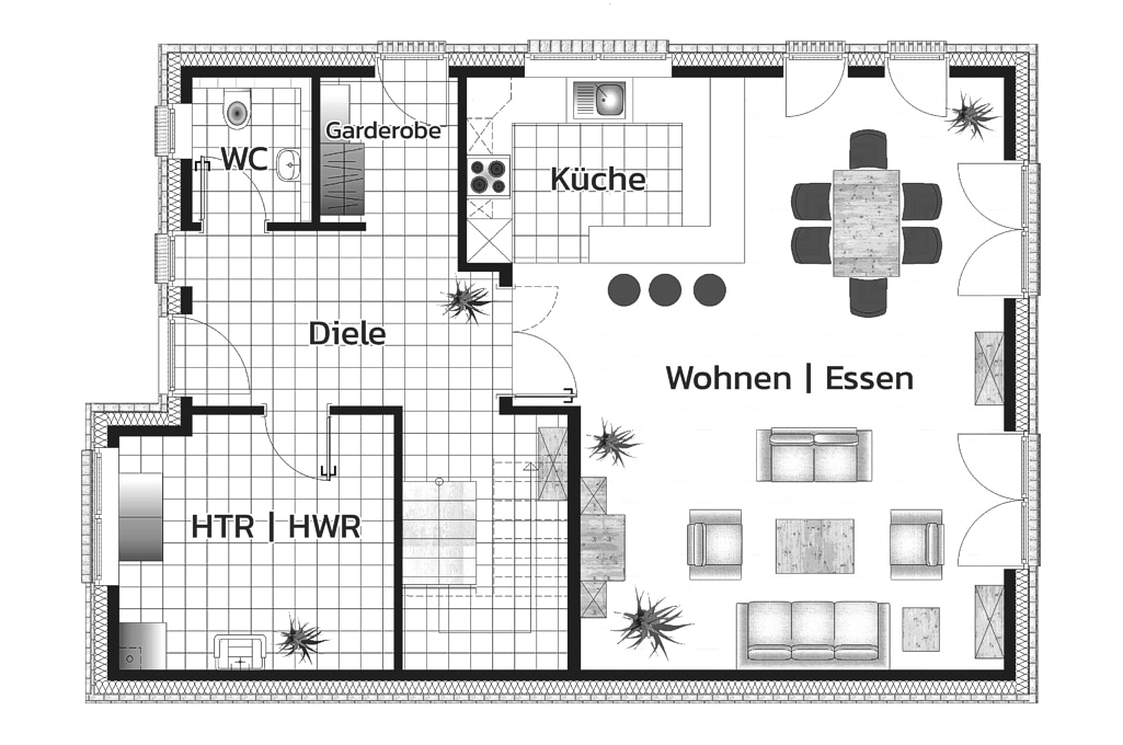 Einfamilienhaus "Sasel" mit Pultdach - Grundriss EG