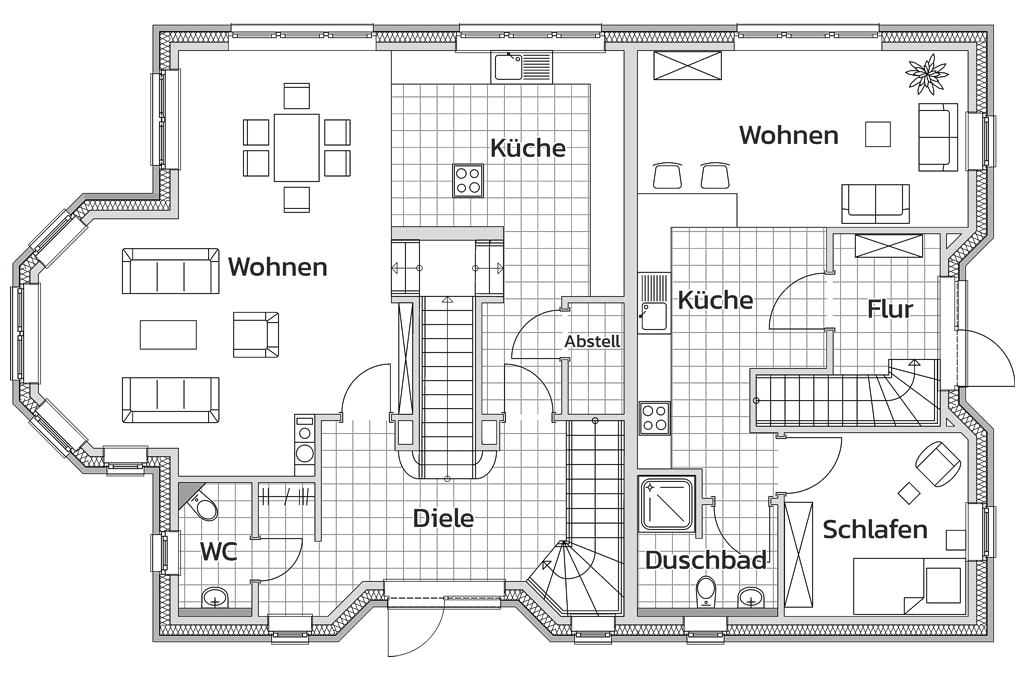 Mansarddach Villa "Süllberg" - Grundriss EG 