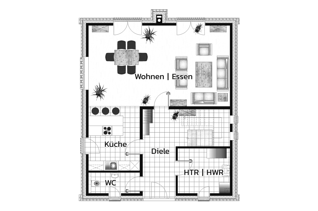 Einfamilienhaus mit Satteldach "Wimbledon" - Grundriss EG